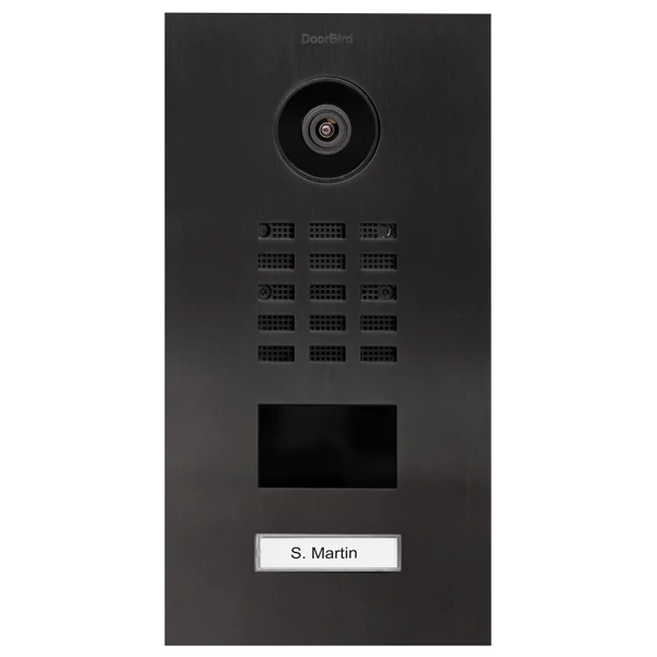 DoorBird Flush Mount IP Video Door Station, 1 Call Button, Brushed Titanium